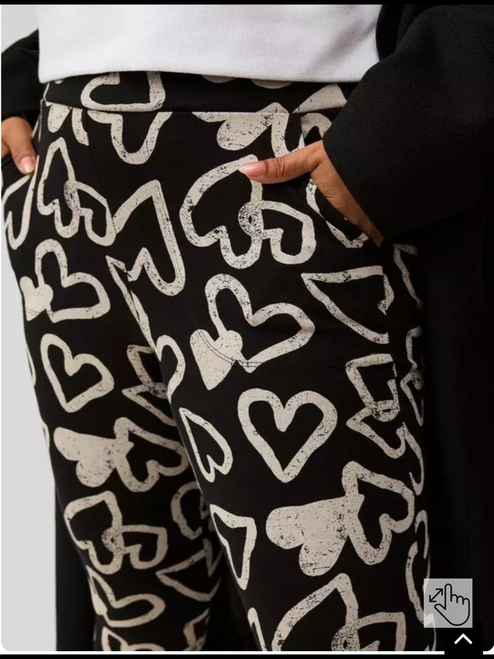 torrid Black Leggings with Ivory Heart Print